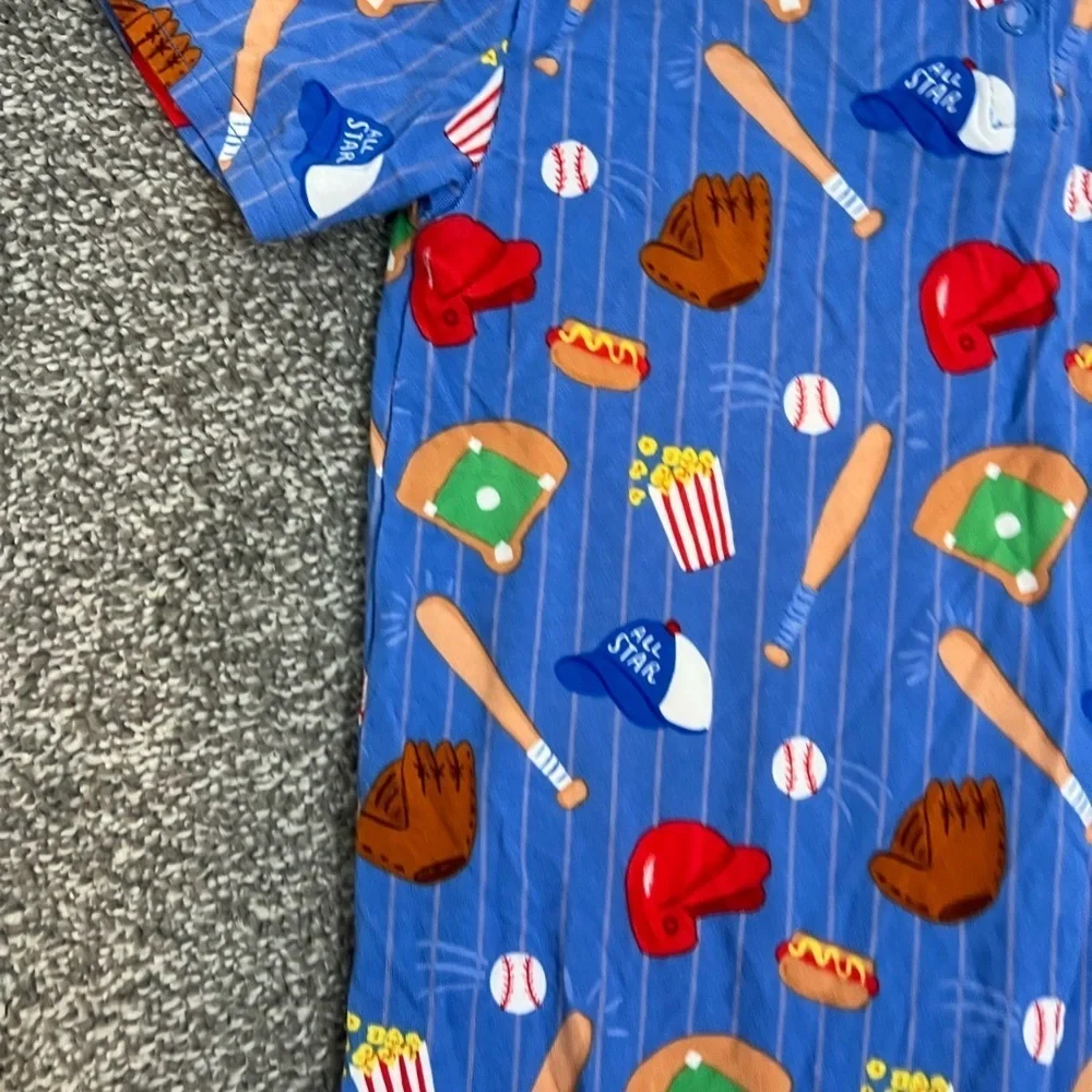 Little sleepies Blue Baseball Print Baby Romper 3T